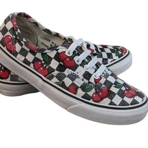 Old School Cherry Checkerboard Lace Up Vans